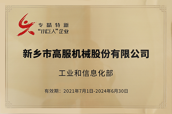 2020年，入選“國家級專精特新小巨人”企業